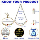 Red & Green Gold-Plated CZ Stone-Studded Jewellery Set Combo