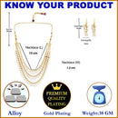 Gold-Plated White Pearl Drop 3 Layered Jewelry Set