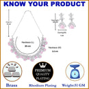 Rhodium-Plated with Silver-Tone White & Pink American Diamond-Studded Jewellery Set