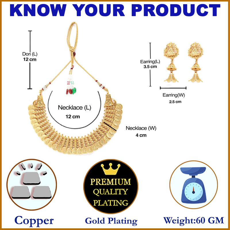 Gold-Plated Lakshmi Coin Necklace Jewellery Set