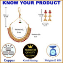 Gold-Plated Red Artificial Stones Studded and Beads Beaded Jewellery Set