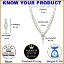 Premium Silver Plated Statement with American Diamond Teardrop & Floral Design Rhodium Jewelry Necklace Set