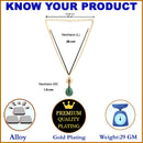 Gold-Plated Green & Off-White CZ-Studded Pendant With Chain