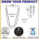 Rhodium-Plated Silver Toned Circular Sea Green American Diamond Long Necklace with Earrings Jewellery Set