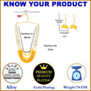 Gold-Plated Off-White & Yellow Pearl Beaded 5-Layered Jewellery Set