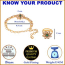 Gold-Plated Green Stone Studded Brass Wraparound Bracelet With Ring