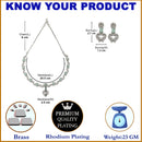 Rhodium-Plated Sea Green American Diamond Studded Heart Shaped Necklace & Earrings Jewellery Set