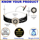 Rhodium-Plated with Oxidized Silver-Tone Black & White Stones-Studded & Pearl-Beaded Jewellery Set