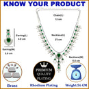 Silver Plated Elegant Teardrop AD Stones & Rhodium Toned American Diamonds Necklace Set