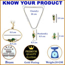 18K Gold-Plated Green Cubic Zirconia Studded Handcrafted Stylish Designed Jewellery Set