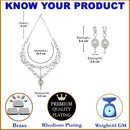 Rhodium-Plated White American Diamond Studded Abstract Necklace & Earrings Jewellery Set