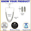 Rhodium-Plated White American Diamond Studded Layered Necklace & Earrings Jewellery Set