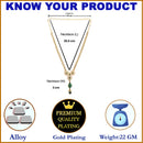 Gold-Plated Green & White Stone Studded Floral Necklace