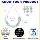 Rhodium-Plated with Silver-Tone Sea Green American Diamond Studded Jewellery Set