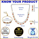 Gold-Plated Red & White American Diamond-Studded Jewellery Set Combo