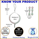 Oxidised Silver-Plated Lime Green-Pink American Diamond Studded Necklace with Earring Jewellery Set