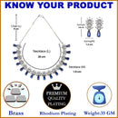 Rhodium-Plated Silver Toned Teardrop Navy Blue American Diamond Studded Necklace Earrings Jewellery Set