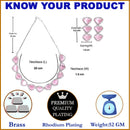 Rhodium-Plated with Silver-Tone Pink American Diamond Studded Jewellery Set