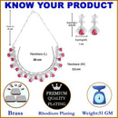 Rhodium-Plated with Silver-Tone & Red American Diamond Stone-Studded Jewellery Set