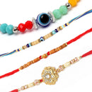Red Stylish Enamelled Kundan & Kids Power Ranger Combo Rakhi Bracelet Set of 4