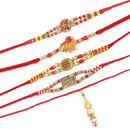 Rakhi World's Best BHAI With Gold-Plated OM Power Ranger Combo Rakhi Bracelet Set of 5