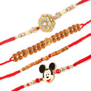 Rakhi Off White & Peach Stone Beads Combo Rakhi Bracelet Set of 4 Rakhi