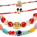 Beads Wooden Evil Eye Beads Combo Rakhi Bracelet Set of 4 Rakhi