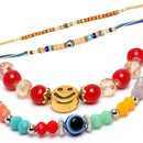 Rakhi Off White & Peach Stone Beads Wooden Evil Eye Beads Set of 4 Rakhi