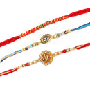 Orange Beads & Best BHAI Beads Stringed With Gold Plated Lumba For Bhabhi Combo Rakhi
