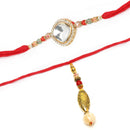 Gold-Plated Sunflower Shaped Pearl Studded With Lumba Rakhi for Bhabhi