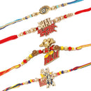 Rakhi Multi Colour Pearl Rakhi White & Multicolor Beads Stringed With Lumba Rakhi for Bhabhi Combo Set of 4 Rakhi