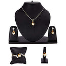 ZENEME Jewellery Set American Diamond Signature Collection Combo of Necklace Pendant Set with Earrings, Bracelet and Ring for Girls & Women