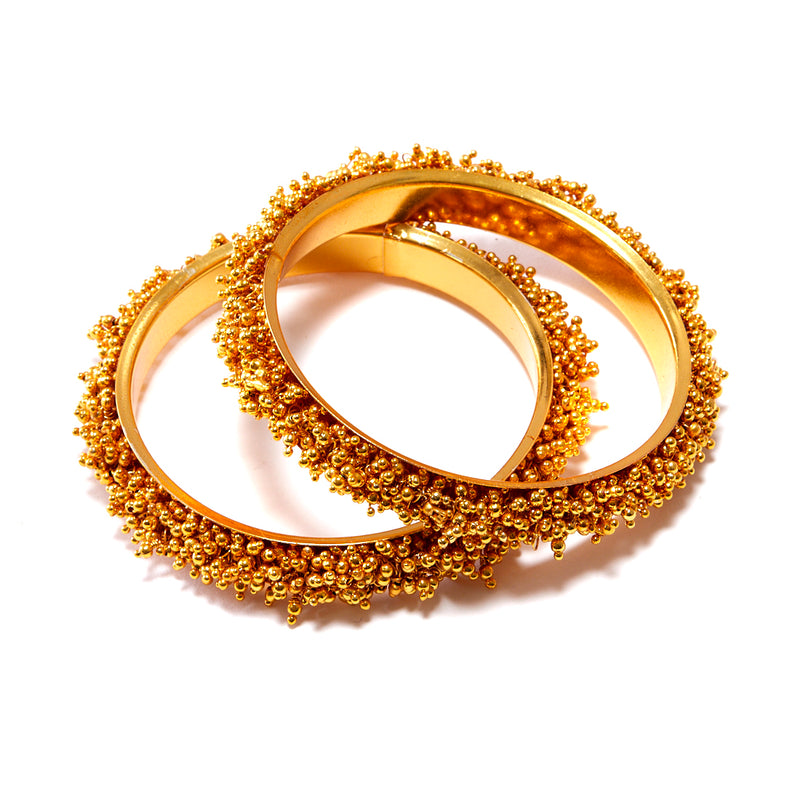 Antique Gold Plated Pearls Bangle Set for Women & Girls