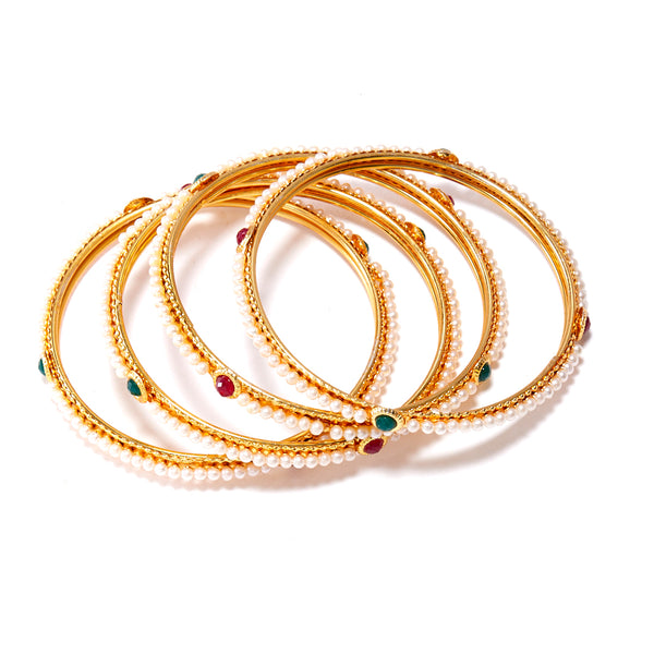 Pearls Gold plated Bangle Set