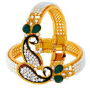 Gold-Plated Peacock Design with Kundan & Pearl Stones Bracelet Kada