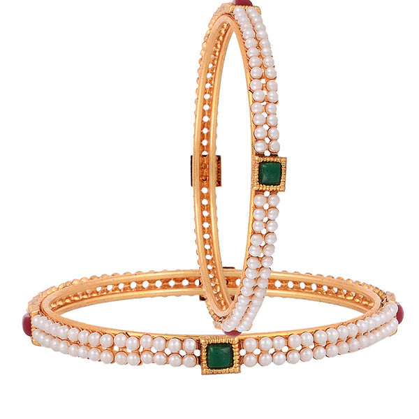 Gold Plated Pearl Designer Bangles Jewellery for Women & Girls