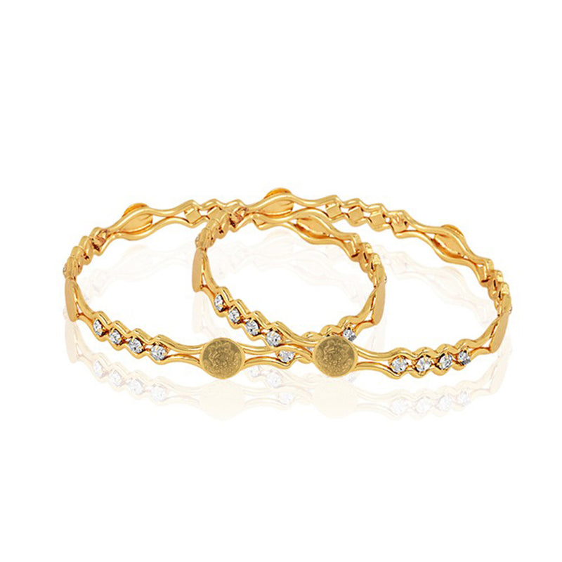Bangle Gold Plated CZ Studded Queen Victoria Inspired Coin Kada Bangle Set Jewellery For Girl and Women