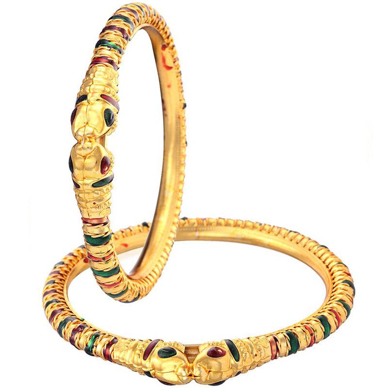 Bangle Gold Plated Precious Golden Meenakari Kada Set Of 2 Bangle Jewellery For Women & Girl