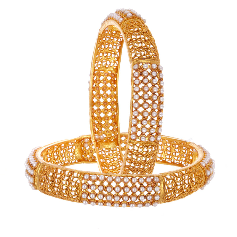 Antique Golden Pota Stone Studded Handmade Bangle Set Jewellery for Women & Girls