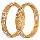 Antique Golden Pota Stone Studded Handmade Bangle Set Jewellery for Women & Girls