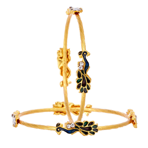 Peacock Design Gold Plated Bangles set for Women & Girls