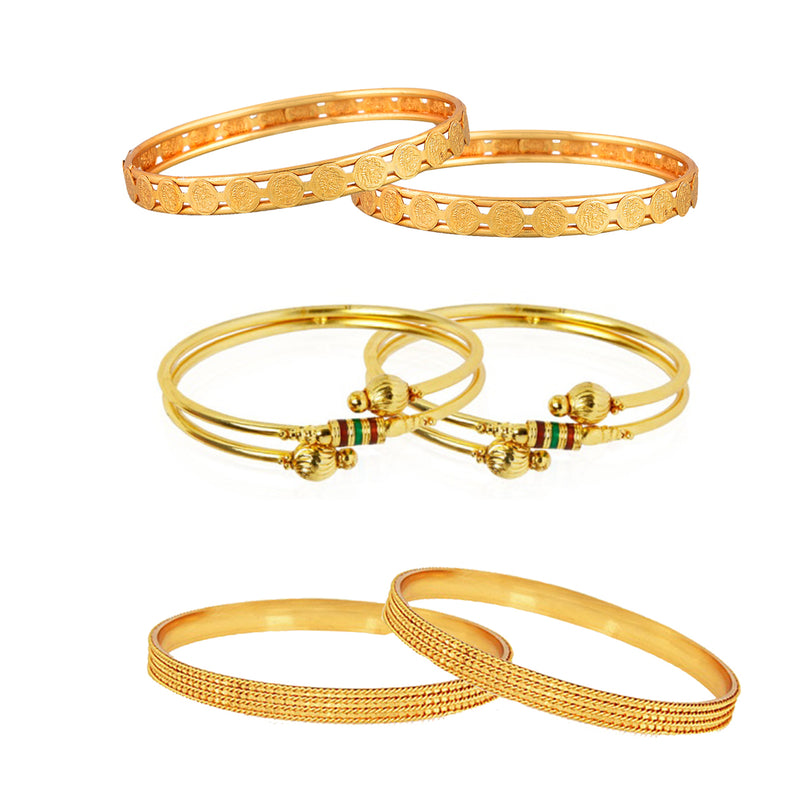 Combo of 3 Antique Designer Gold Plated Bangles Jewellery for Women SND Girls