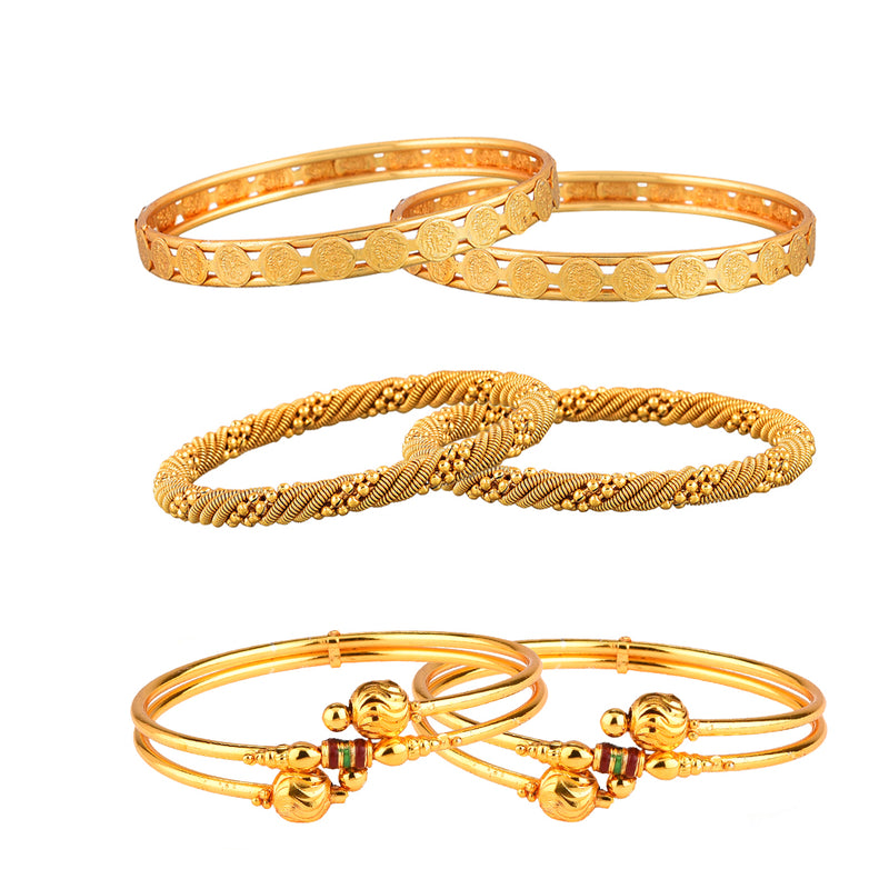 Combo of 3 Traditional Gold Plated Designer Bangles Jewellery