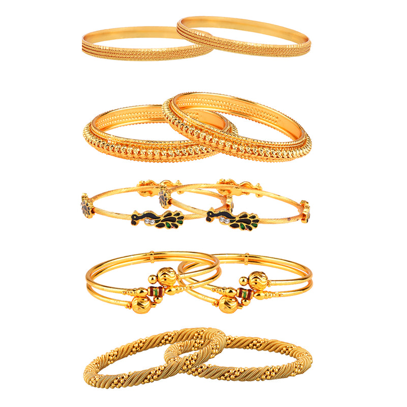 Combo of 10  Designer Victoria, Pearls , Gold Plated and Coinage Bangles