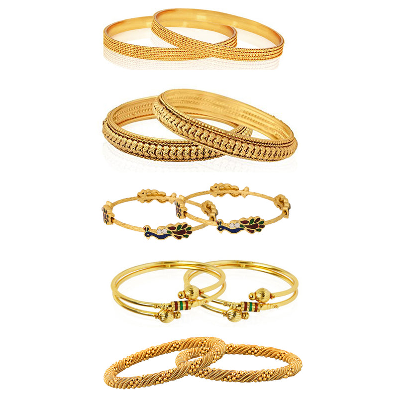 Combo of 10  Designer Victoria, Pearls , Gold Plated and Coinage Bangles