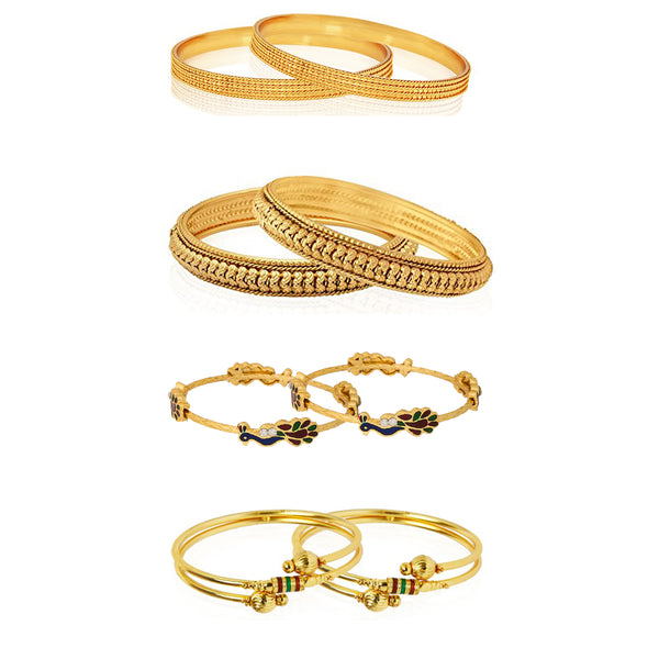 Combo of 8 Designer Victoria, Pearls , Gold Plated and Coinage Bangles
