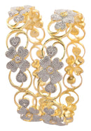 Combo of 2 Pairs Of Rhodium Plated American Diamond Bangle Set Jewellery