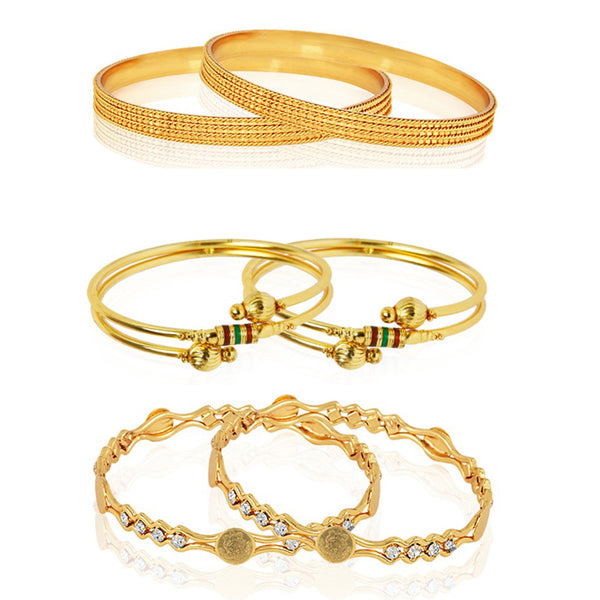 Pack of 6 Golden Plated Bangle Set for Women