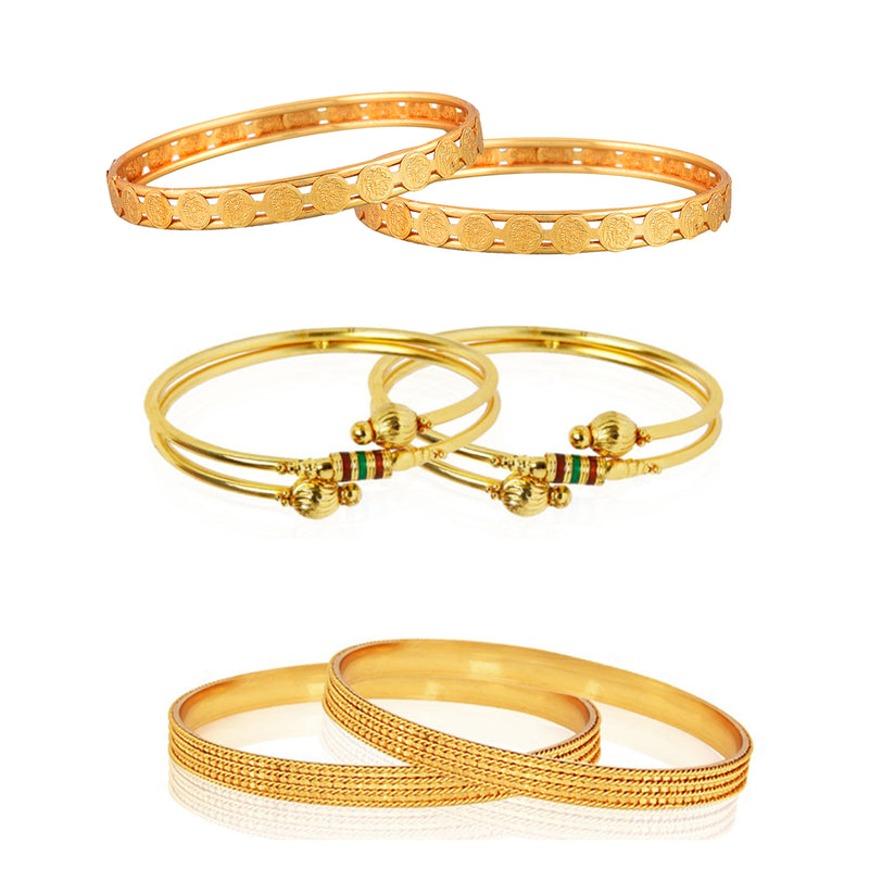 Combo of 6 of Designer Victoria Gold Plated and Coinage Bangles for Women