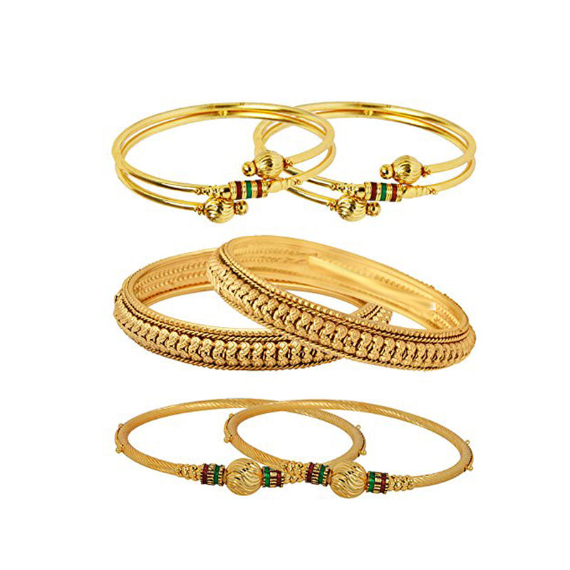 Combo of  6 Royal Style Broad Gold Plated Bangle